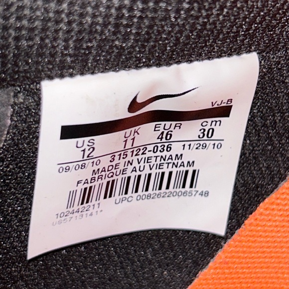 Nike Air Force 1 07' Vintage Men's Black Sneakers, 315122-036-Size 12-RARE 2010! - Picture 8 of 8